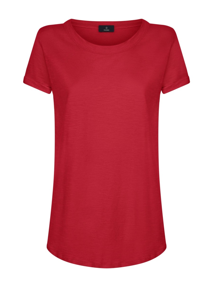 Magliette E T-Shirt | Ragno T-Shirt Girocollo In Slub Jersey Di Cotone - Salsa