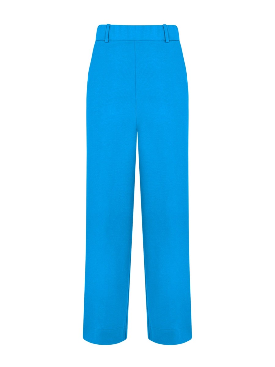 Pantaloni Cropped | Ragno Pantalone Ampio Alla Caviglia Con Tasche In Compact Light - Ibiza Blue