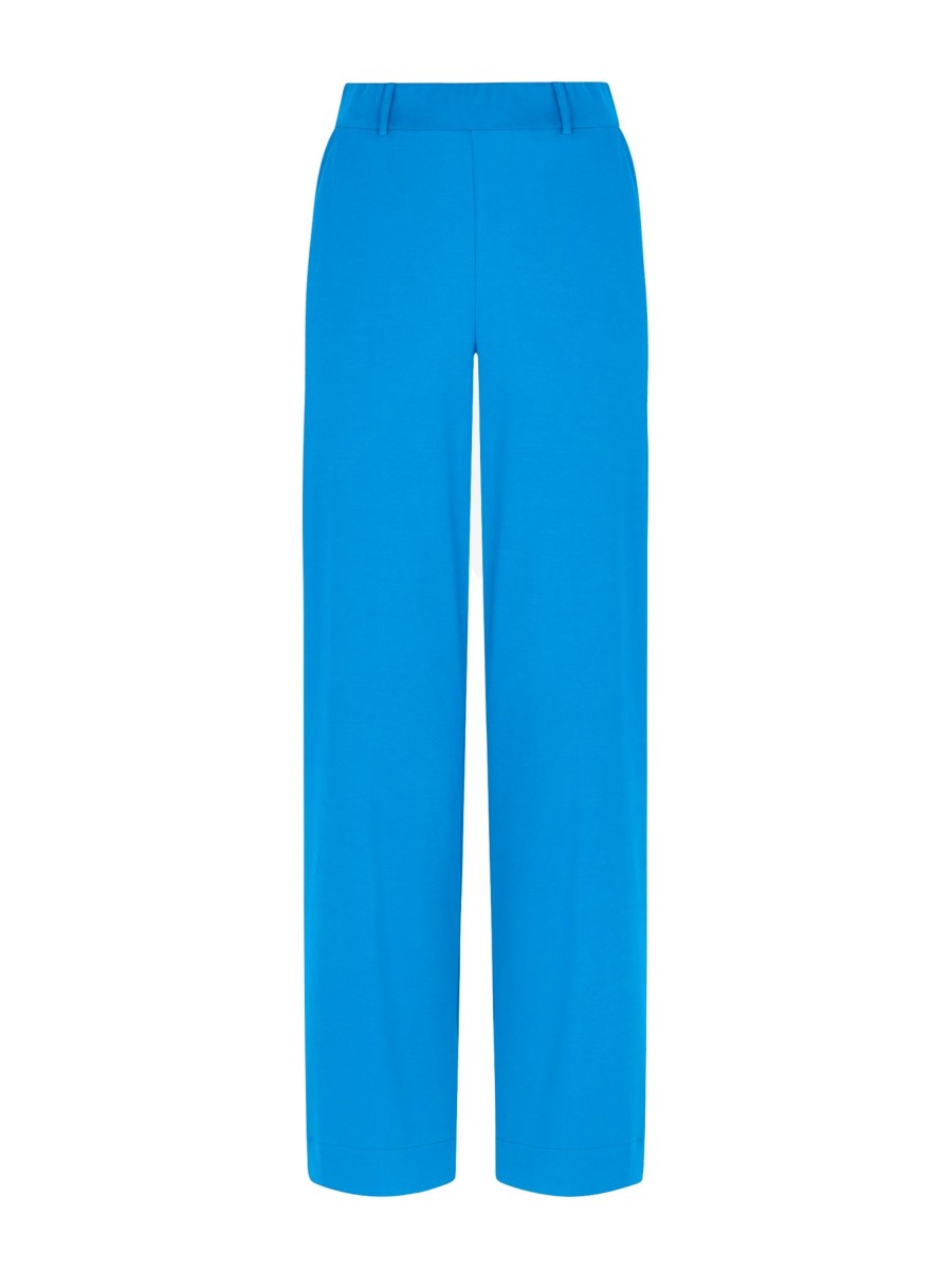 Pantaloni A Gamba Larga | Ragno Pantalone Ampio Con Tasche In Compact Light - Ibiza Blue