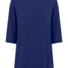 Magliette E T-Shirt | Ragno T-Shirt Con Manica 3/4 In Misto Viscosa - Blueberry