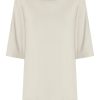 Magliette E T-Shirt | Ragno T-Shirt Girocollo Elegante In Jersey Di Viscosa Crepe - Champignon