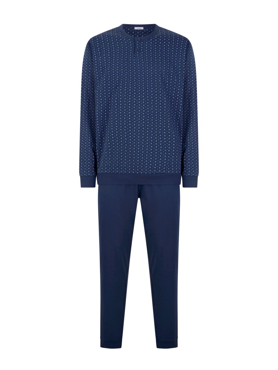 Pigiama Lungo | Ragno Pigiama A Serafino In Jersey Di Cotone - Fant. Cashmere Insignia Blue