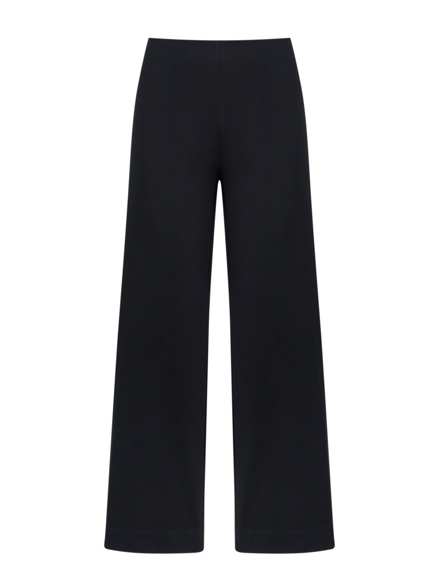 Tailleur Giacca E Pantaloni Eleganti | Ragno Pantalone Ampio Alla Caviglia In Satin Power - Nero