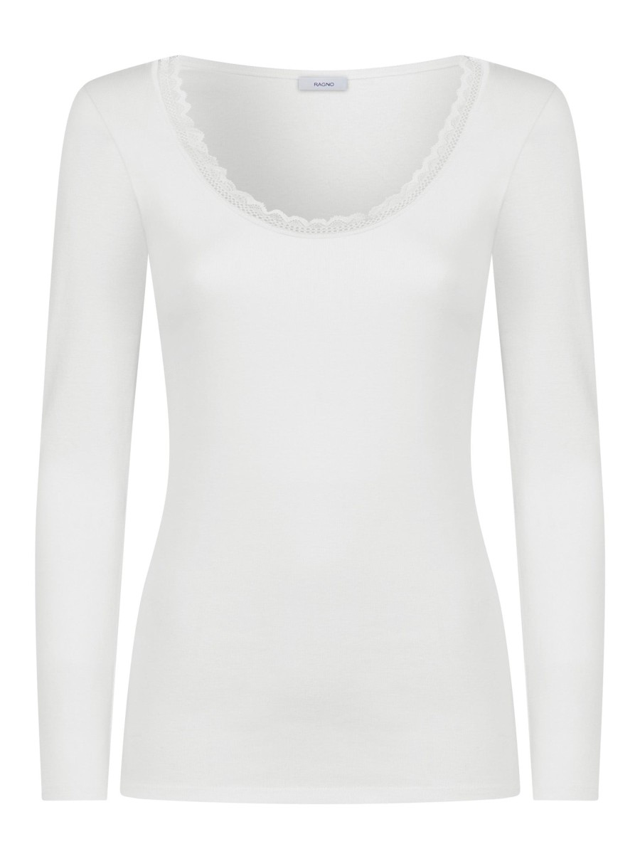 Top E Magliette | Ragno Thermo Cotton -Maglietta Girocollo A Manica Lunga In Caldo Cotone - Bianco