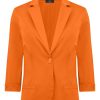 Tailleur Giacca E Pantaloni | Ragno Blazer Con Manica 3/4 In Satin Power - Persimmon Orange