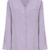 Camicie | Ragno Camicia Con Collo Alla Coreana In Ecoseta - Orchid Petal