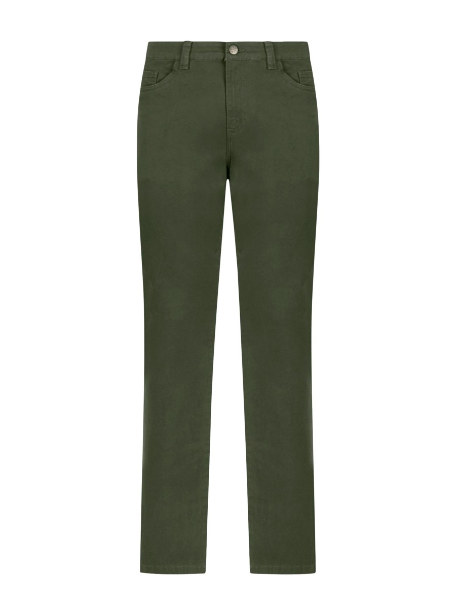 Pantaloni | Ragno Pantalone 5 Tasche In Twill Di Cotone Elasticizzato - Army