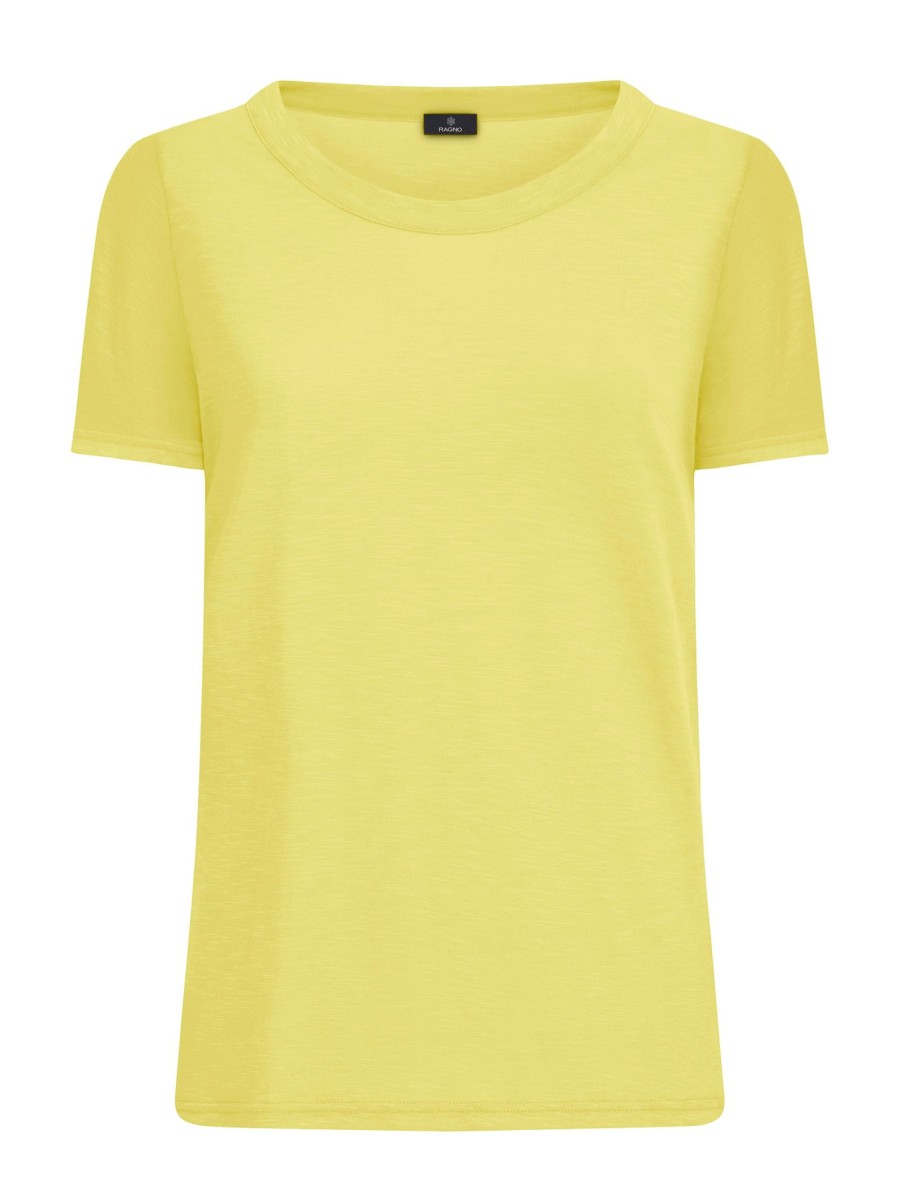 Magliette E T-Shirt | Ragno Maglietta Girocollo In Slub Jersey Di Cotone - Evening Primrose