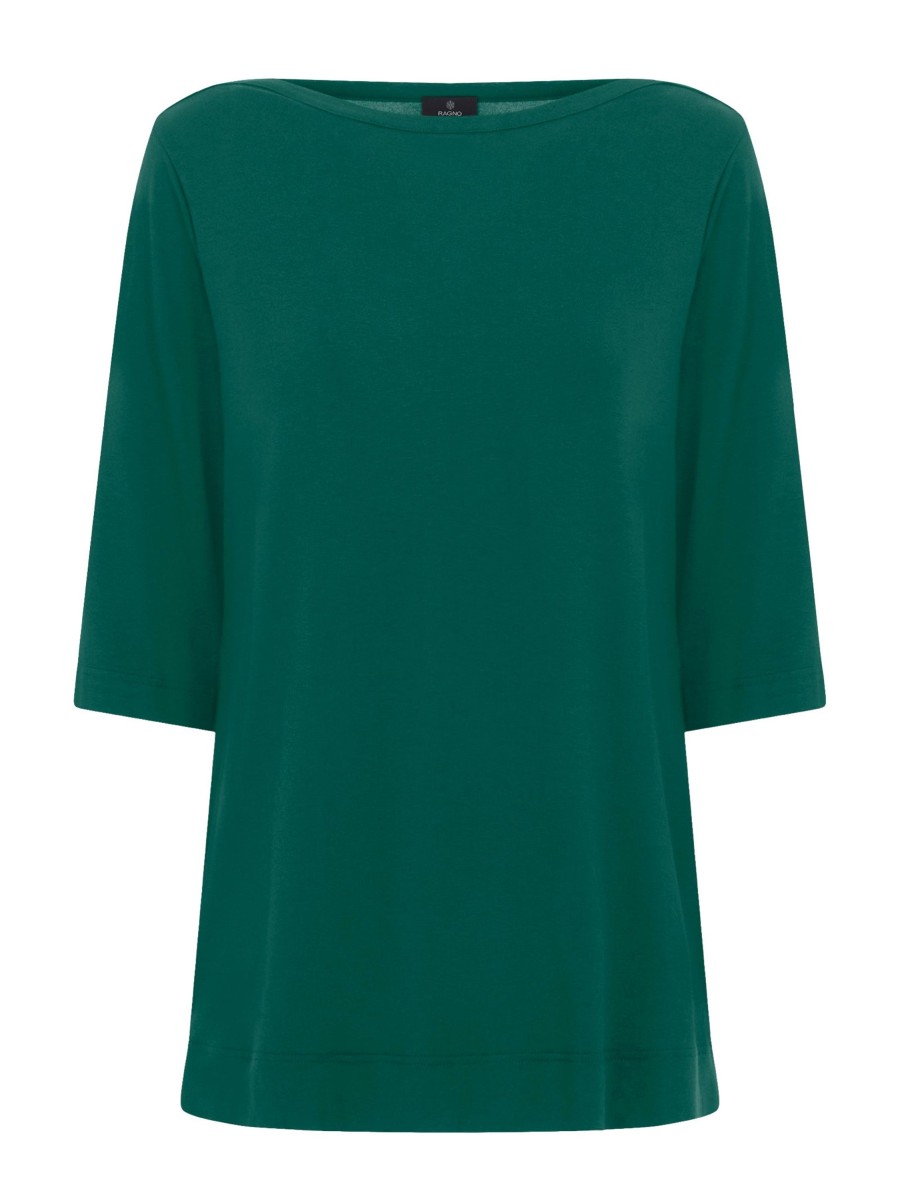 Magliette E T-Shirt | Ragno T-Shirt Con Manica 3/4 In Misto Viscosa - Aventurine