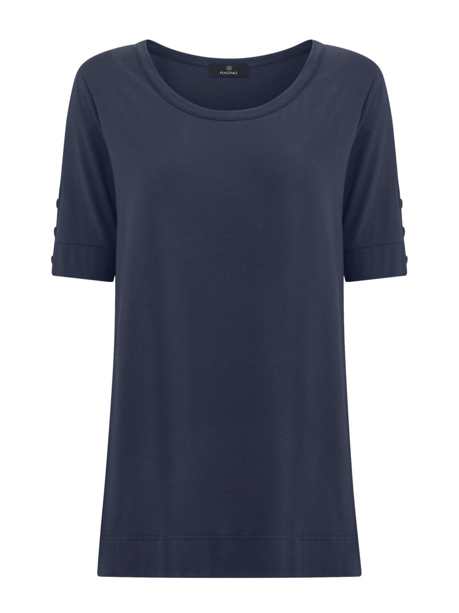 Magliette E T-Shirt | Ragno T-Shirt Girocollo Con Bottoni In Viscosa Summer - Bleu