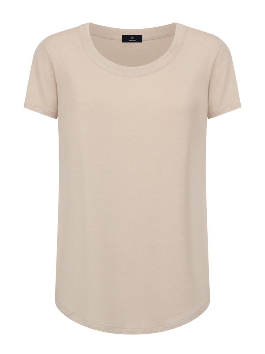 Magliette E T-Shirt | Ragno Maglietta A Manica Corta In Viscosa Summer - Champignon