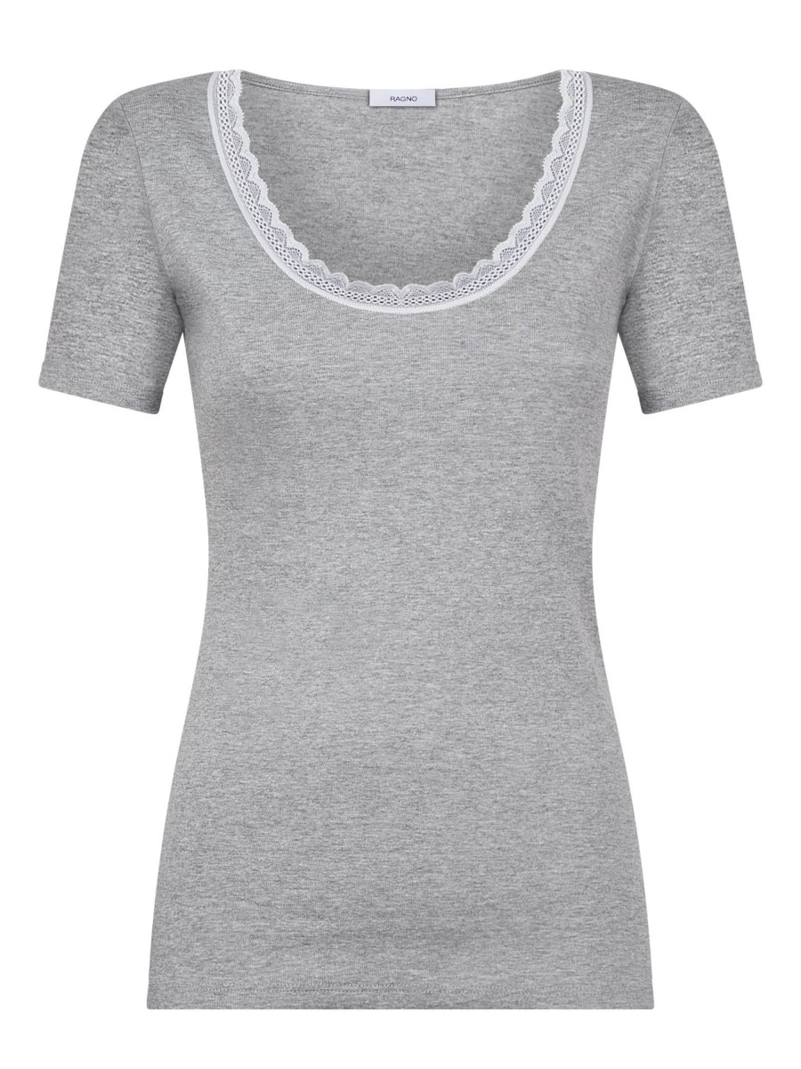 Top E Magliette | Ragno Thermo Cotton -Maglietta Girocollo In Caldo Cotone - Argento Mel.