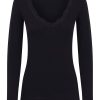 Top E Magliette | Ragno Tenderwool - Maglietta Scollo V A Manica Lunga In Misto Lana E Modal - Nero