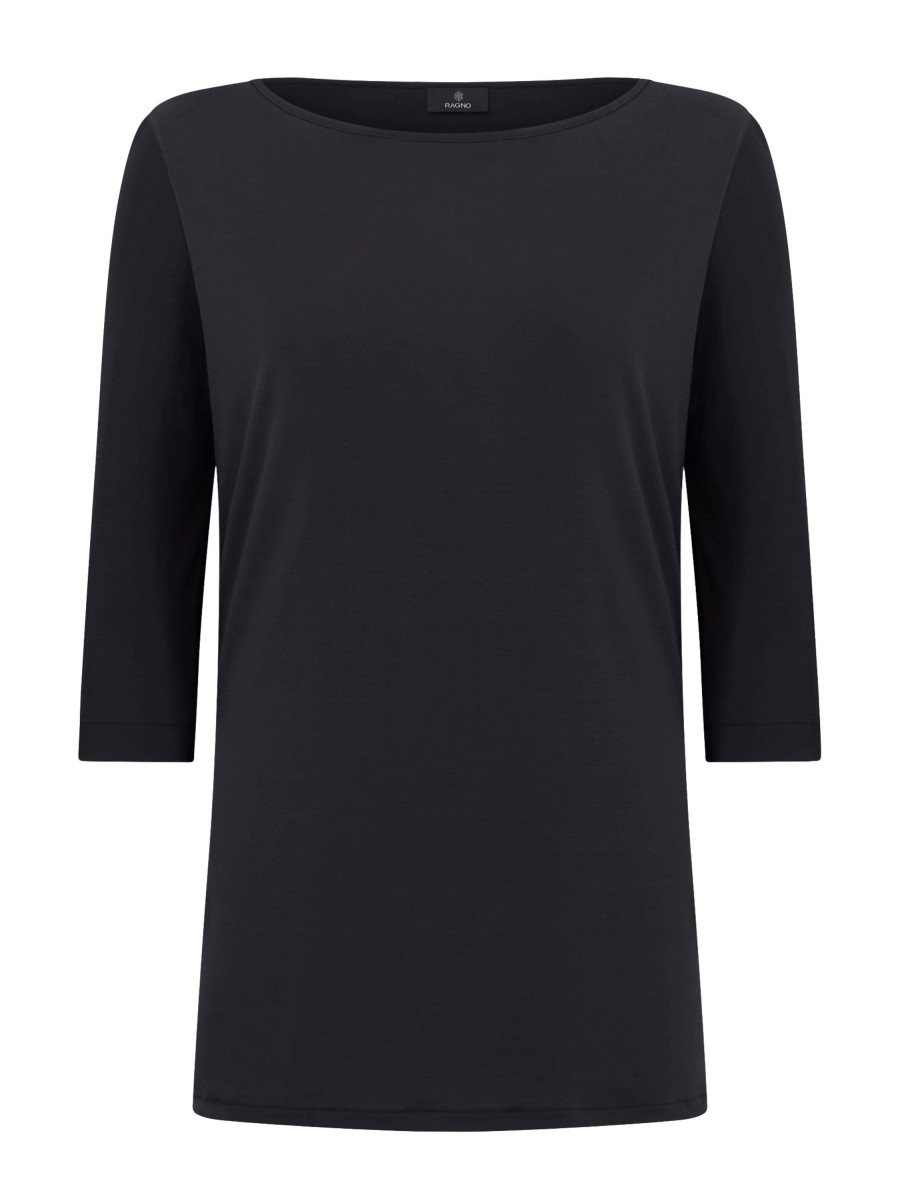 Maglie E Felpe | Ragno Maglia Manica 3/4 In Crepe Satin - Nero