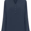 Bluse | Ragno Blusa Con Collo Serafino In Ecoseta - Bleu