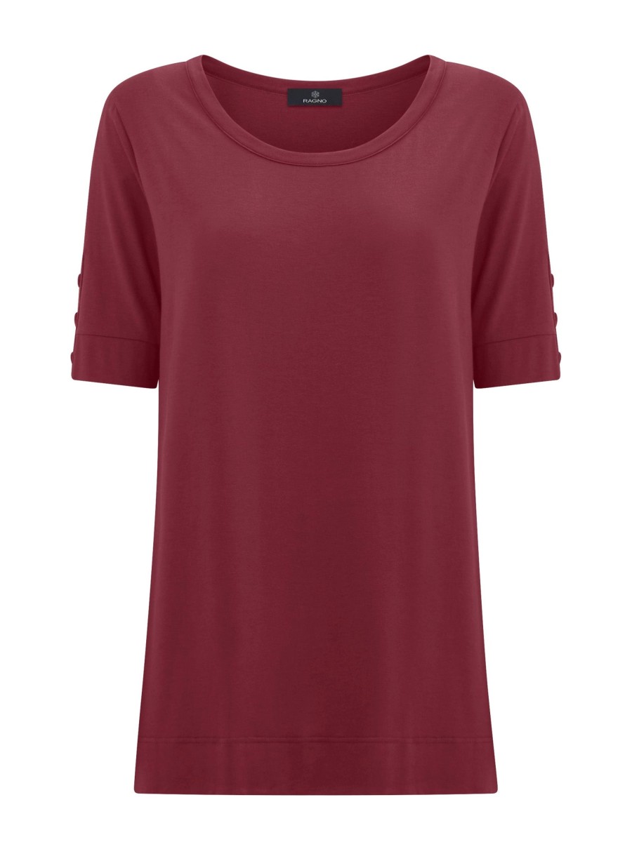 Magliette E T-Shirt | Ragno T-Shirt Girocollo Con Bottoni In Viscosa Summer - Tibetan Red