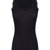 Top E Magliette | Ragno Merino Seta - Canottiera Scollo A V In Lana E Seta Con Pizzo - Nero