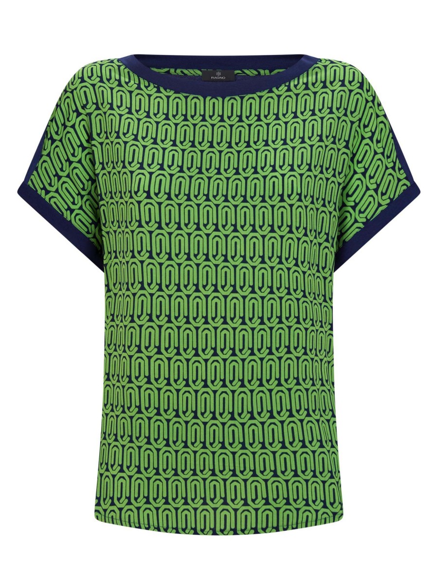 Magliette E T-Shirt | Ragno Maglietta Girocollo In Viscosa Summer - Fant. Classic Green