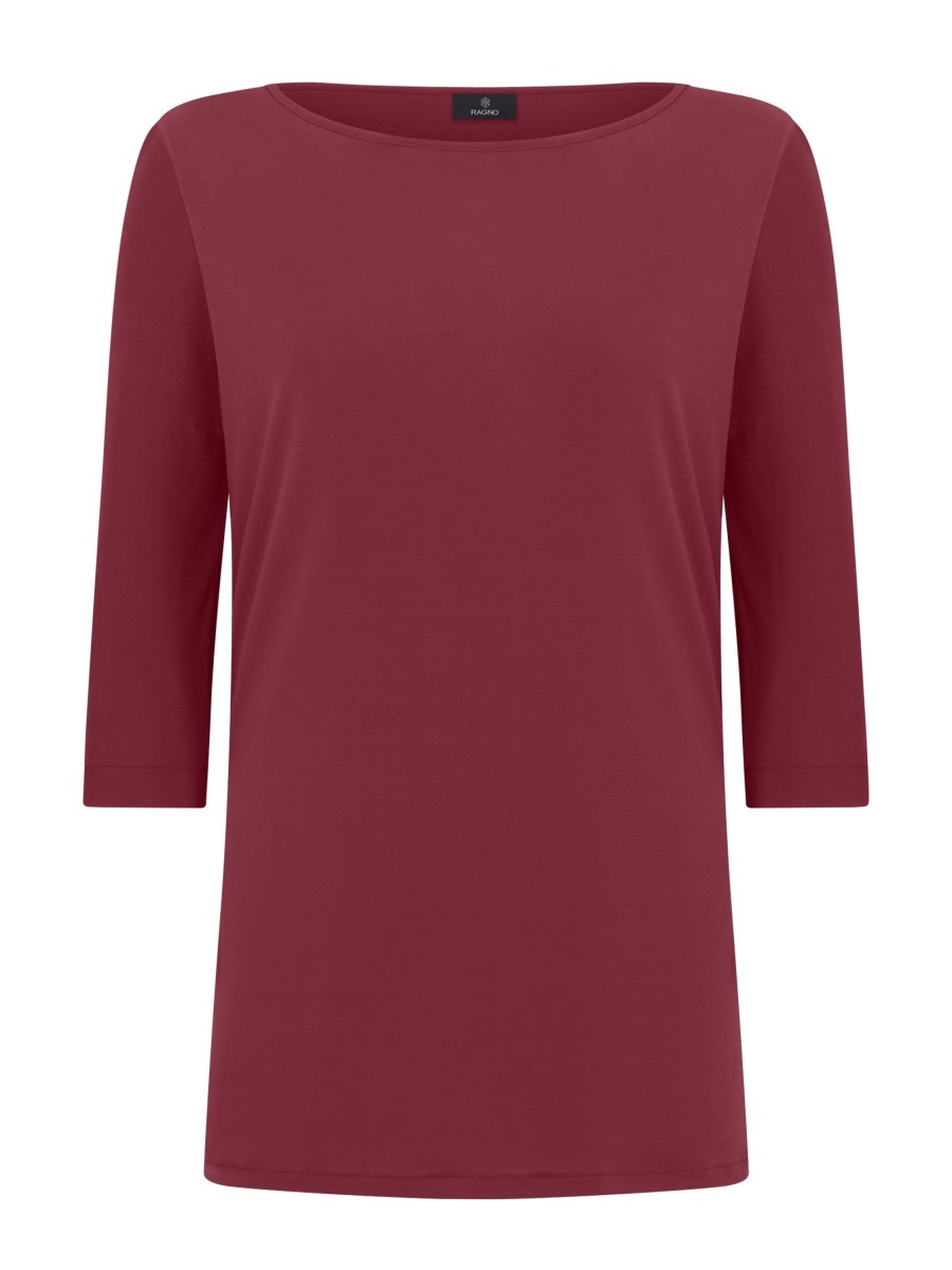 Maglie E Felpe | Ragno Maglia Manica 3/4 In Crepe Satin - Tibetan Red