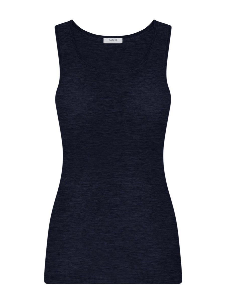 Top E Magliette | Ragno Wonderwool - Canottiera In Costina Di Lana Ultrafine - Blu/Navy