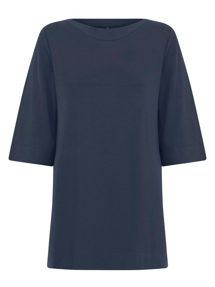 Maglie E Felpe | Ragno Maglia Con Manica 3/4 In Jersey Di Viscosa Crepe - Bleu