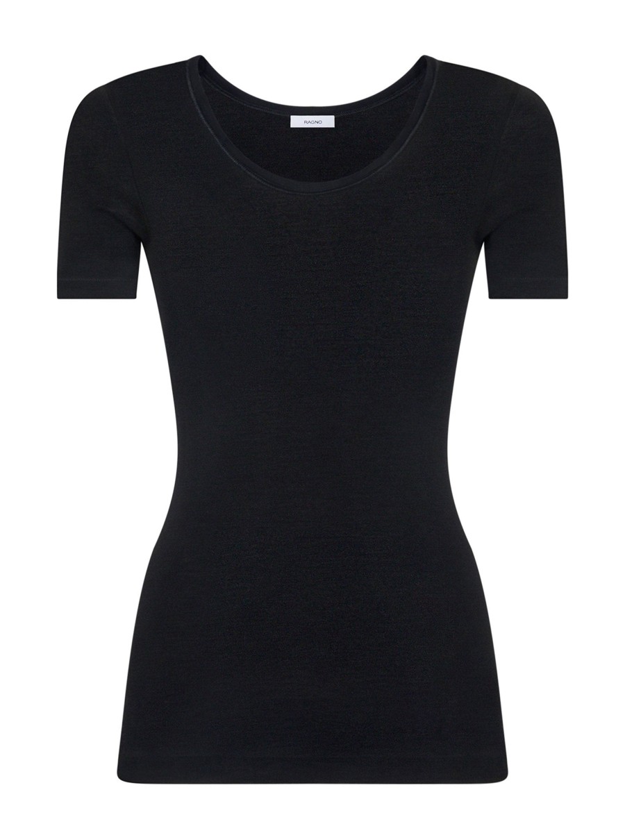 Top E Magliette | Ragno Wonderwool - Maglietta Girocollo In Lana Ultrafine - Nero