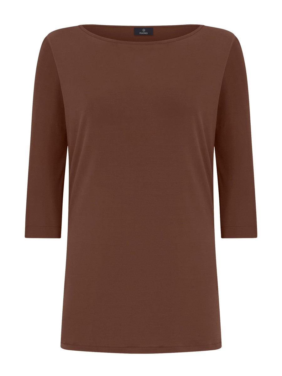 Maglie E Felpe | Ragno Maglia Manica 3/4 In Crepe Satin - Cappuccino