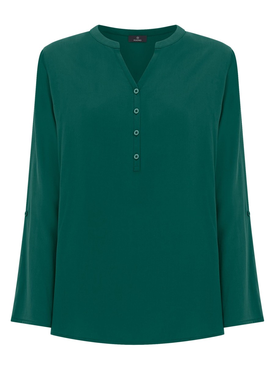 Bluse | Ragno Blusa Con Collo Serafino In Ecoseta - Aventurine