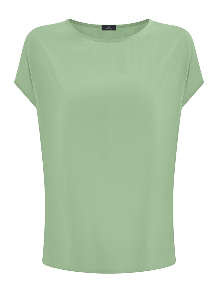 Bluse | Ragno Blusa Con Manica Kimono In Ecoseta - Quiet Green