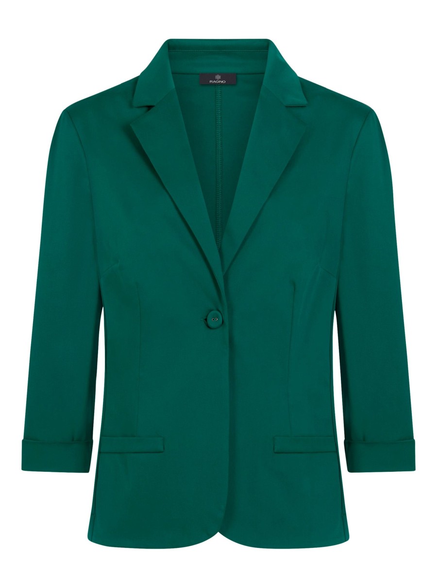 Tailleur Giacca E Pantaloni | Ragno Blazer Con Manica 3/4 In Satin Power - Aventurine