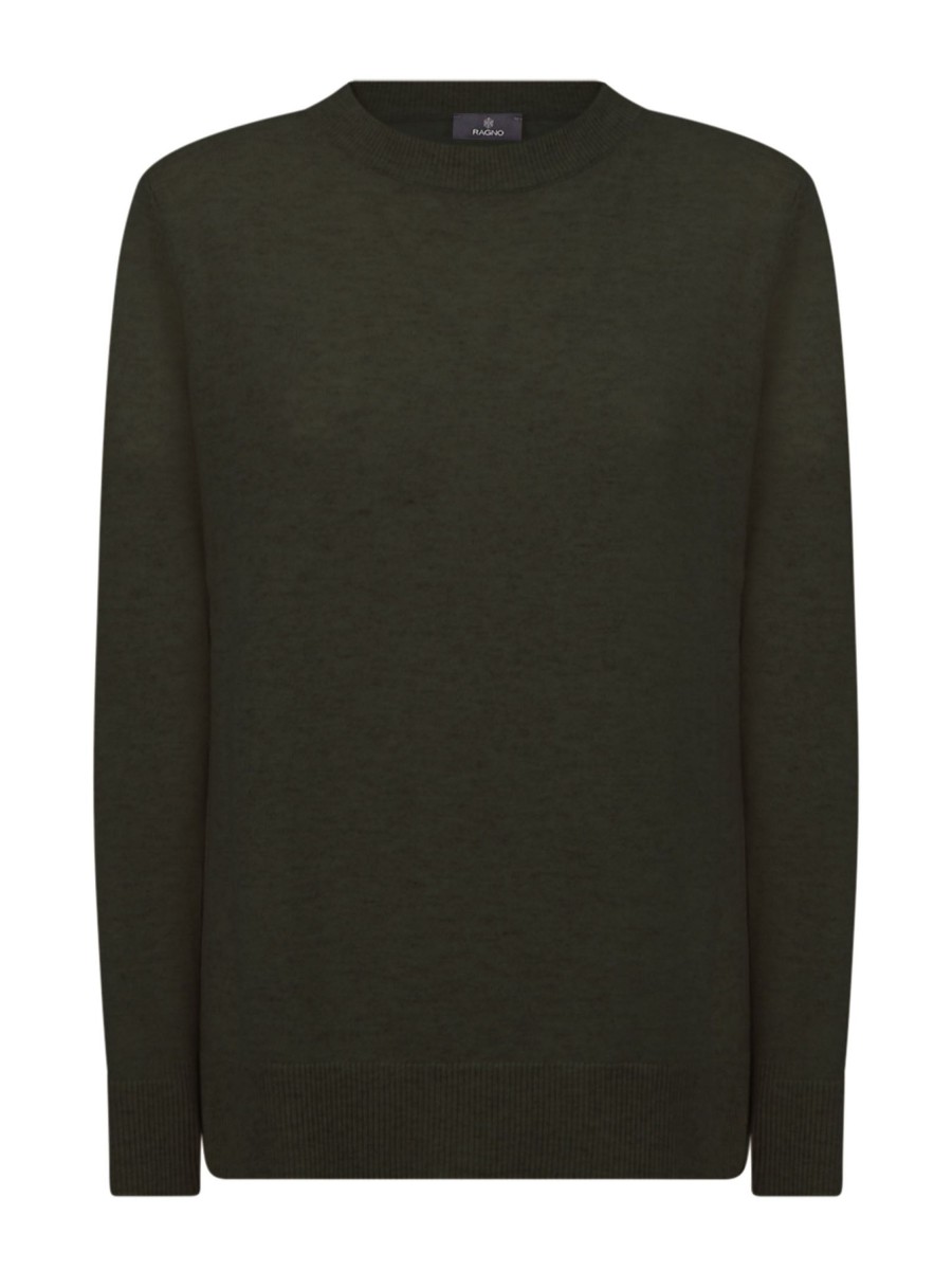 Pullover | Ragno Maglia Girocollo In Filato Cashmerino - Kombu Green