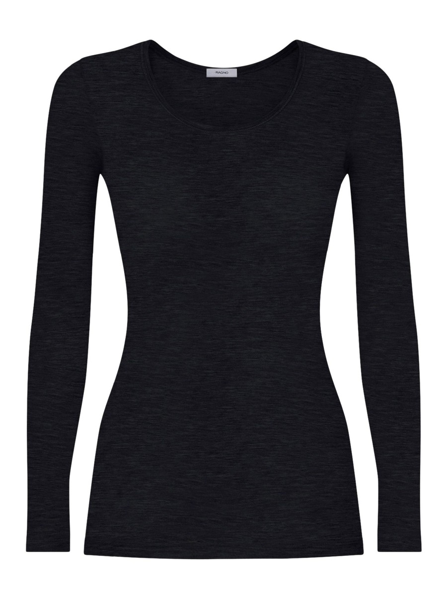 Top E Magliette | Ragno Wonderwool - Maglietta Manica Lunga In Lana Ultrafine - Nero