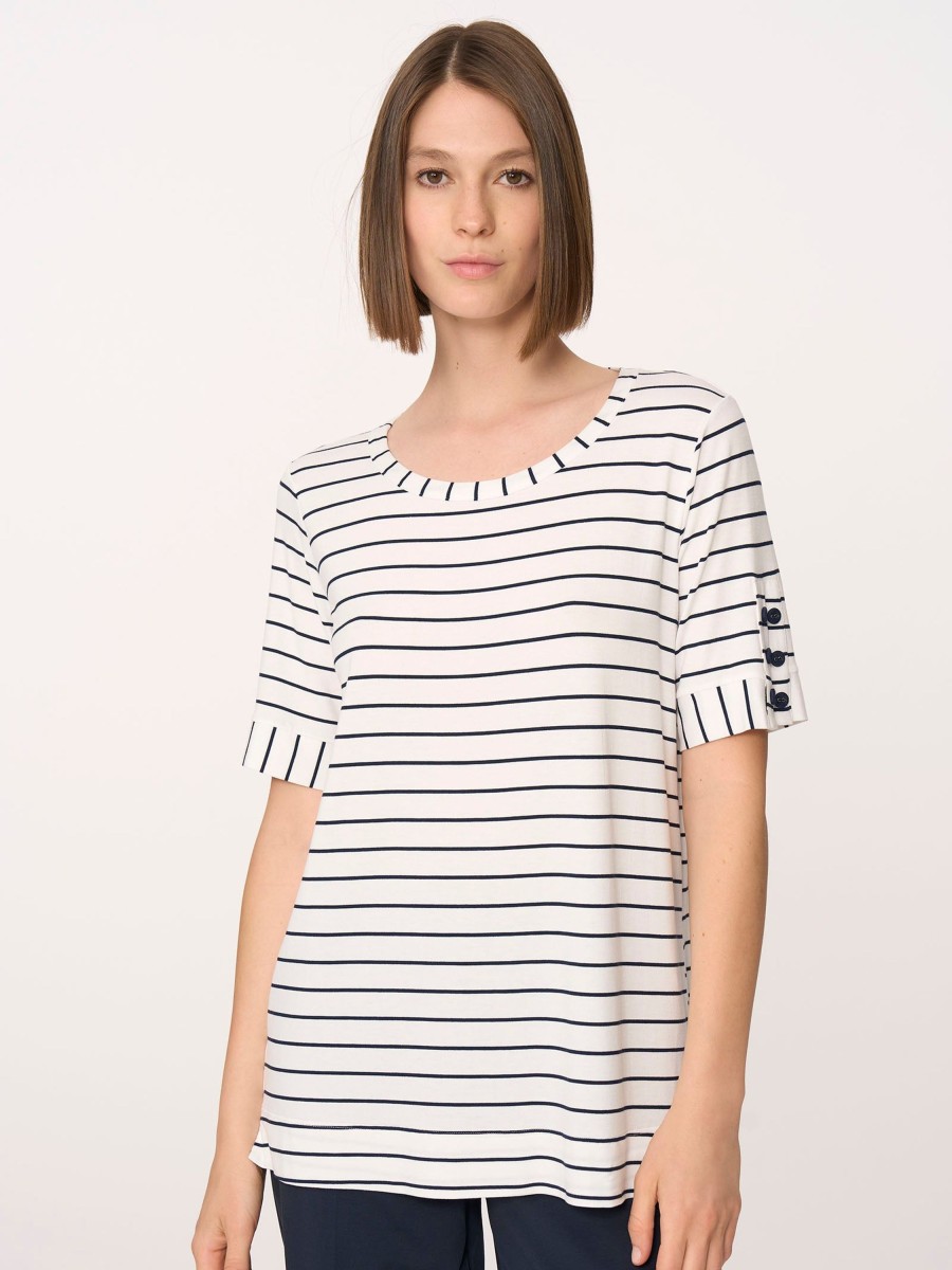 Magliette E T-Shirt | Ragno Maglietta A Righe In Viscosa Summer - Fant.White