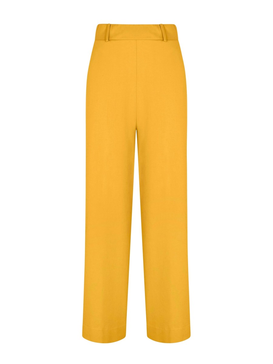 Pantaloni Cropped | Ragno Pantalone Ampio Alla Caviglia Con Tasche In Compact Light - Golden Spice