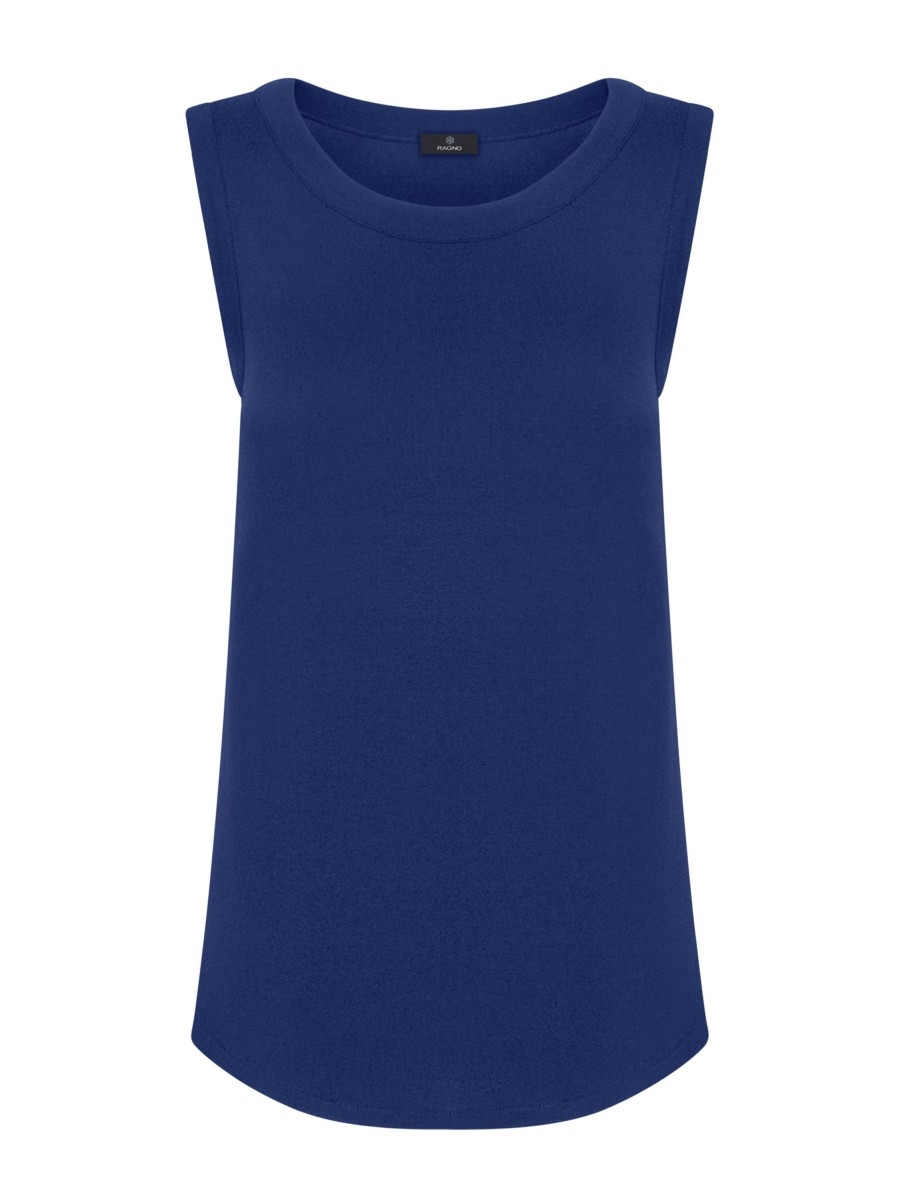 Top E Canotte | Ragno Top In Viscosa Summer - Blueberry