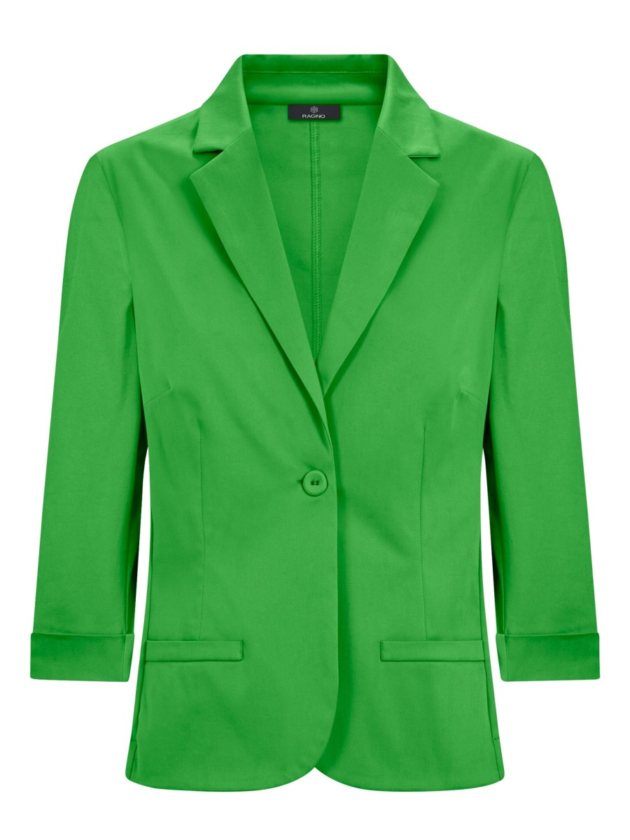 Blazer Corti | Ragno Blazer Con Manica 3/4 In Satin Power - Classic Green