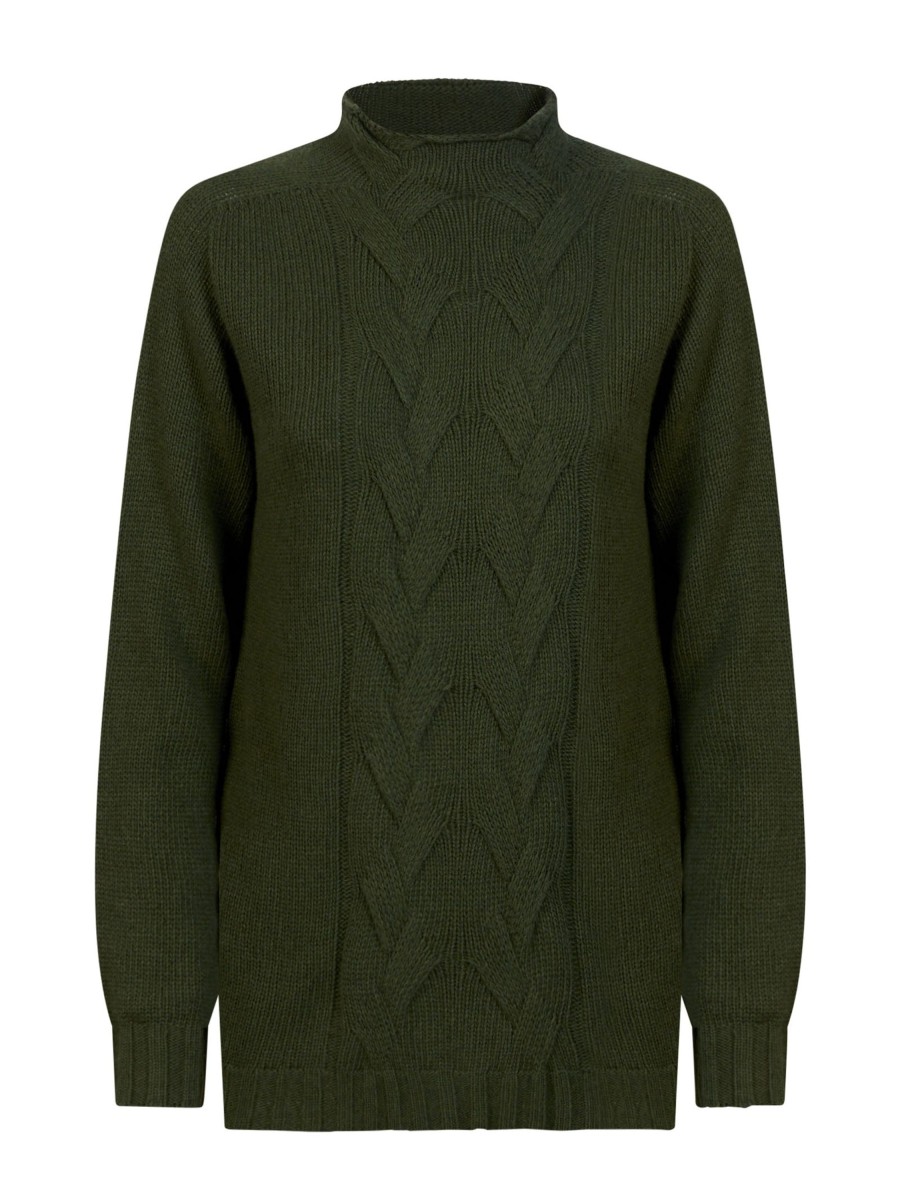 Lupetto | Ragno Pullover Con Collo Vulcano In Cashmere Blend - Kombu Green