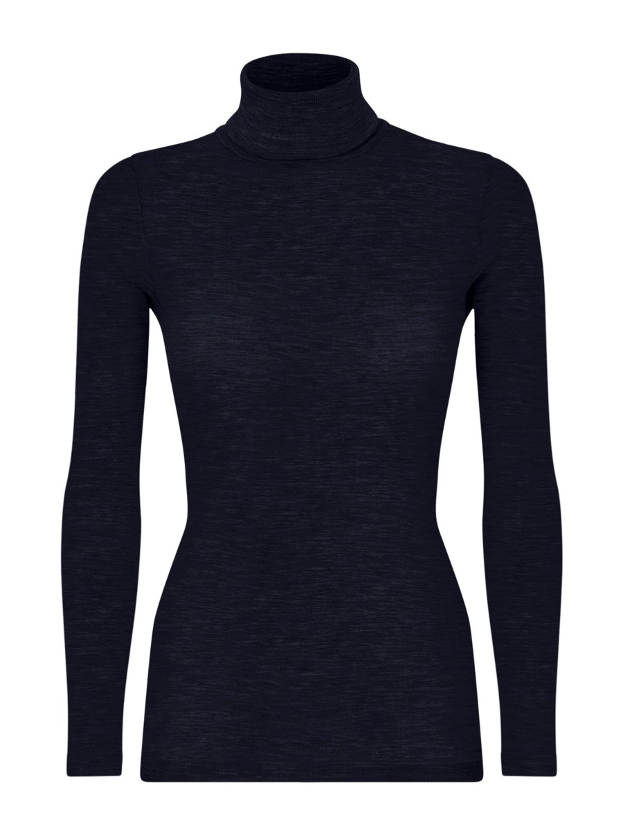 Top E Magliette | Ragno Wonderwool - Dolcevita In Costina Di Lana Ultrafine - Blu/Navy