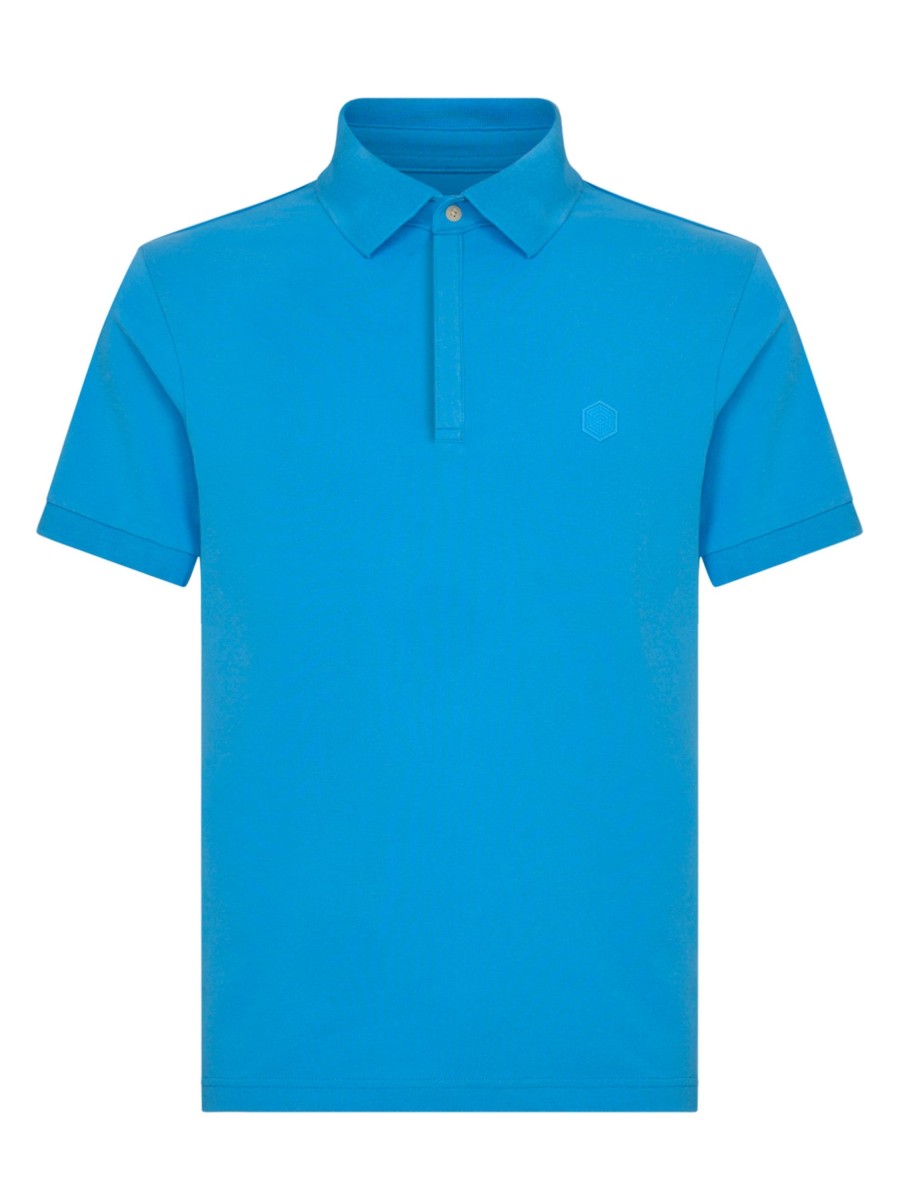 Polo | Ragno Polo In Eco Cotton Piquet Stretch - Ibiza Blue