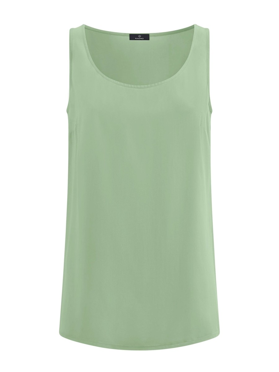 Top E Canotte | Ragno Top Smanicato In Ecoseta - Quiet Green