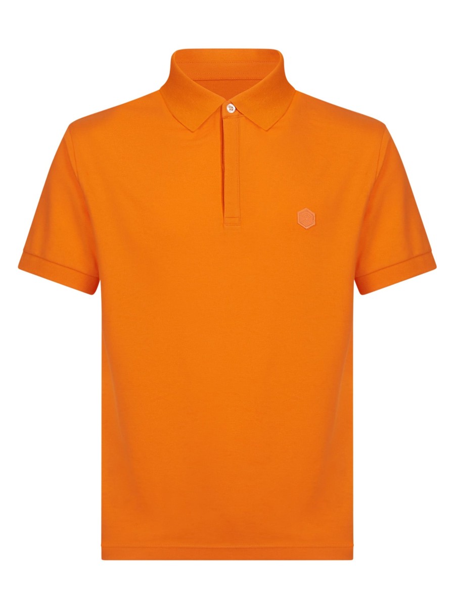 Polo | Ragno Polo In Eco Cotton Piquet Stretch - Persimmon Orange