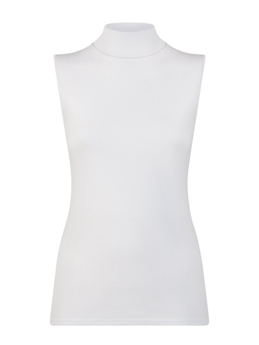 Maglie Sottogiacca | Ragno Smanicato A Collo Alto In Eco Cotton - Bianco