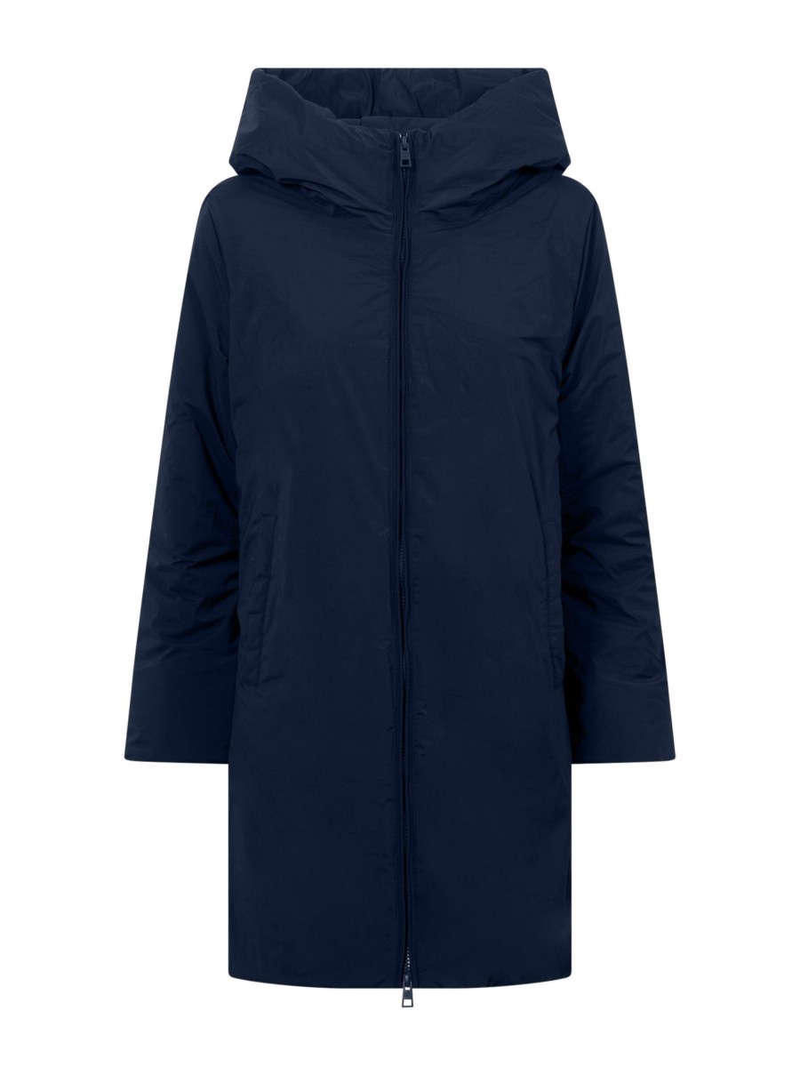 Piumerino | Ragno Piumerino - Cappotto Imbottito In Lana Con Cappuccio - Navy