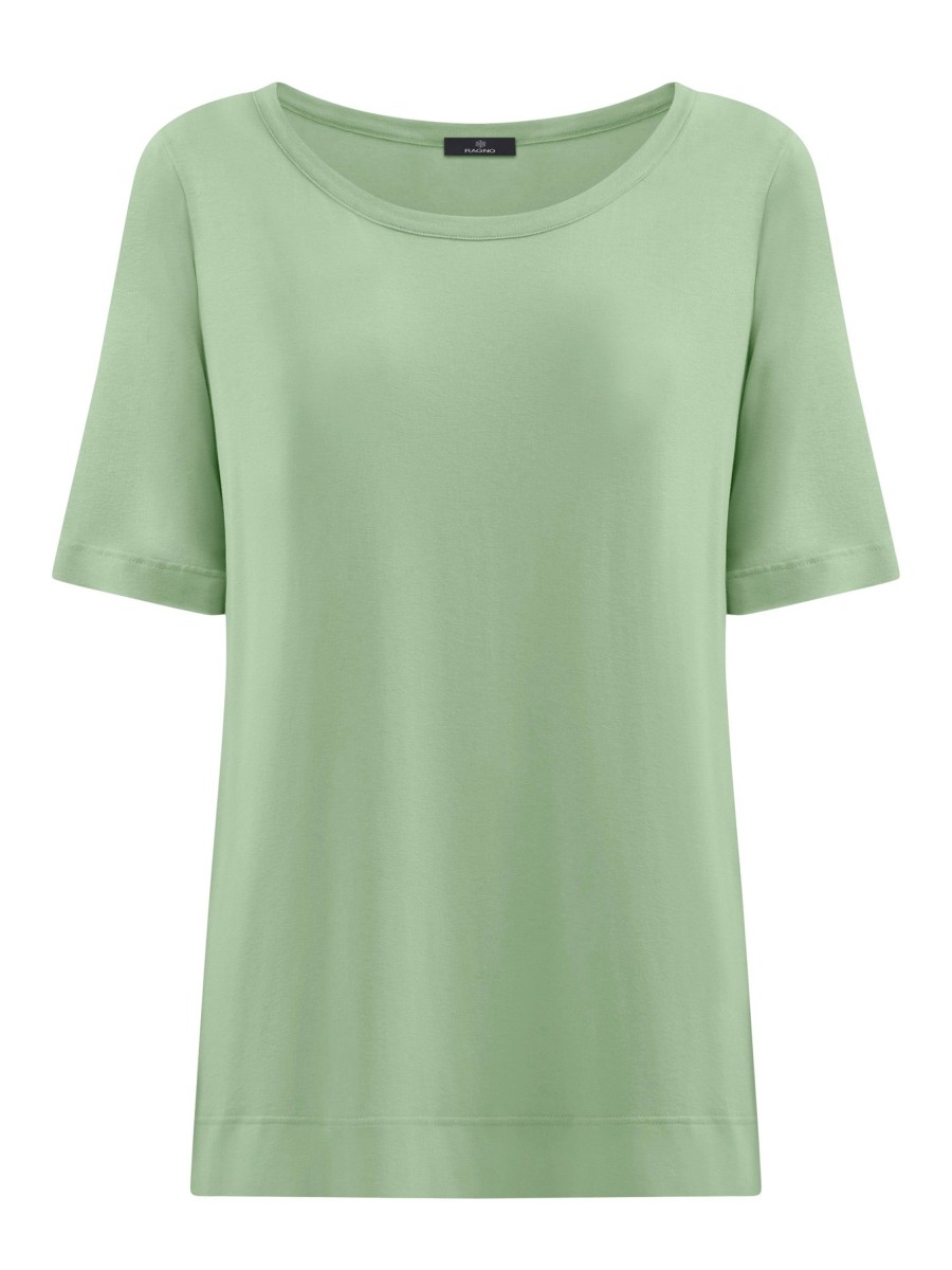 Magliette E T-Shirt | Ragno T-Shirt Girocollo A Manica Corta In Misto Viscosa - Quiet Green