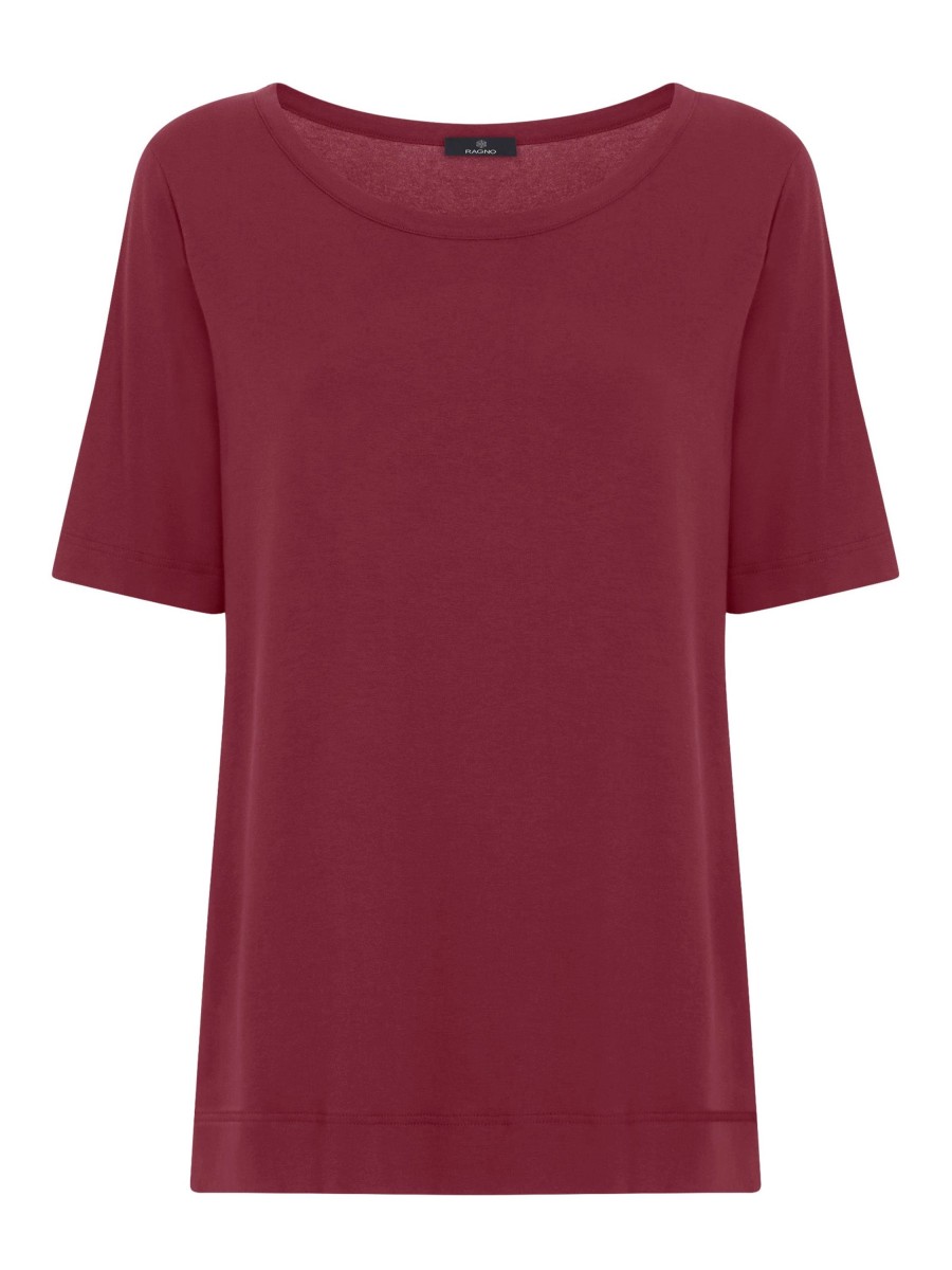 Magliette E T-Shirt | Ragno T-Shirt Girocollo A Manica Corta In Misto Viscosa - Tibetan Red