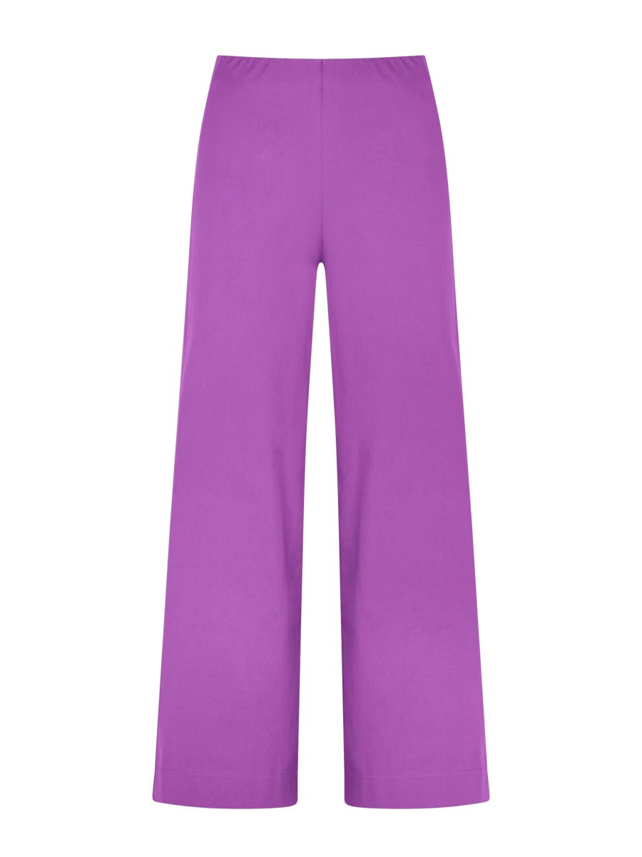 Pantaloni Cropped | Ragno Pantalone Ampio Alla Caviglia In Satin Power - Dewberry