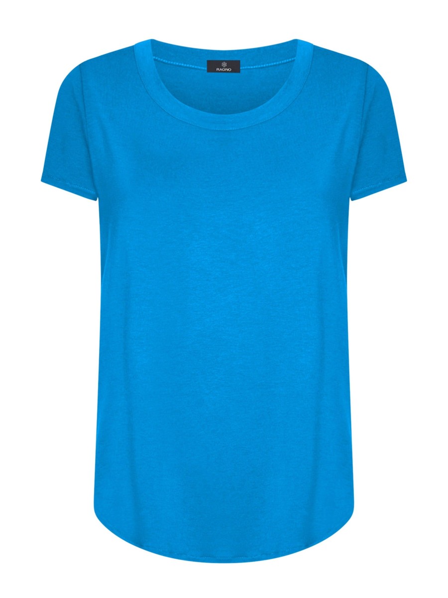 Magliette E T-Shirt | Ragno Maglietta A Manica Corta In Viscosa Summer - Ibiza Blue