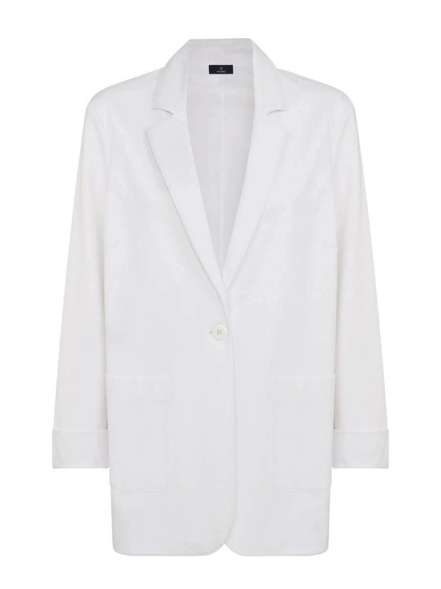 Tailleur Giacca E Pantaloni Eleganti | Ragno Blazer Destrutturato In Compact Light - Bianco