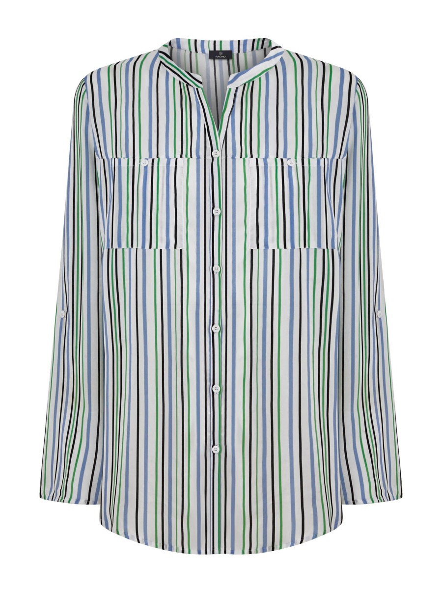 Camicie | Ragno Camicia Con Collo Coreano In Ecoseta - Fant.Bianco