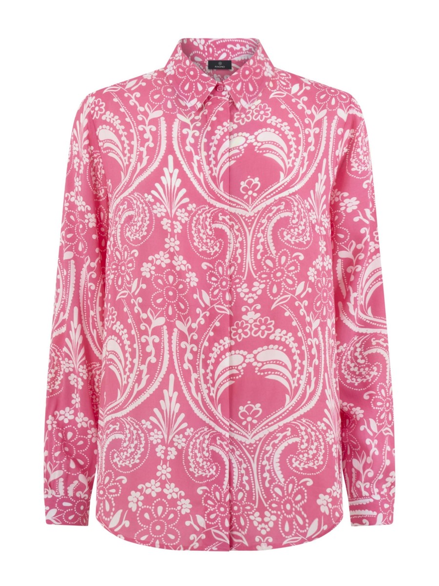 Camicie | Ragno Camicia Con Maniche Lunghe In Ecoseta - Fant.Bandana Hot Pink